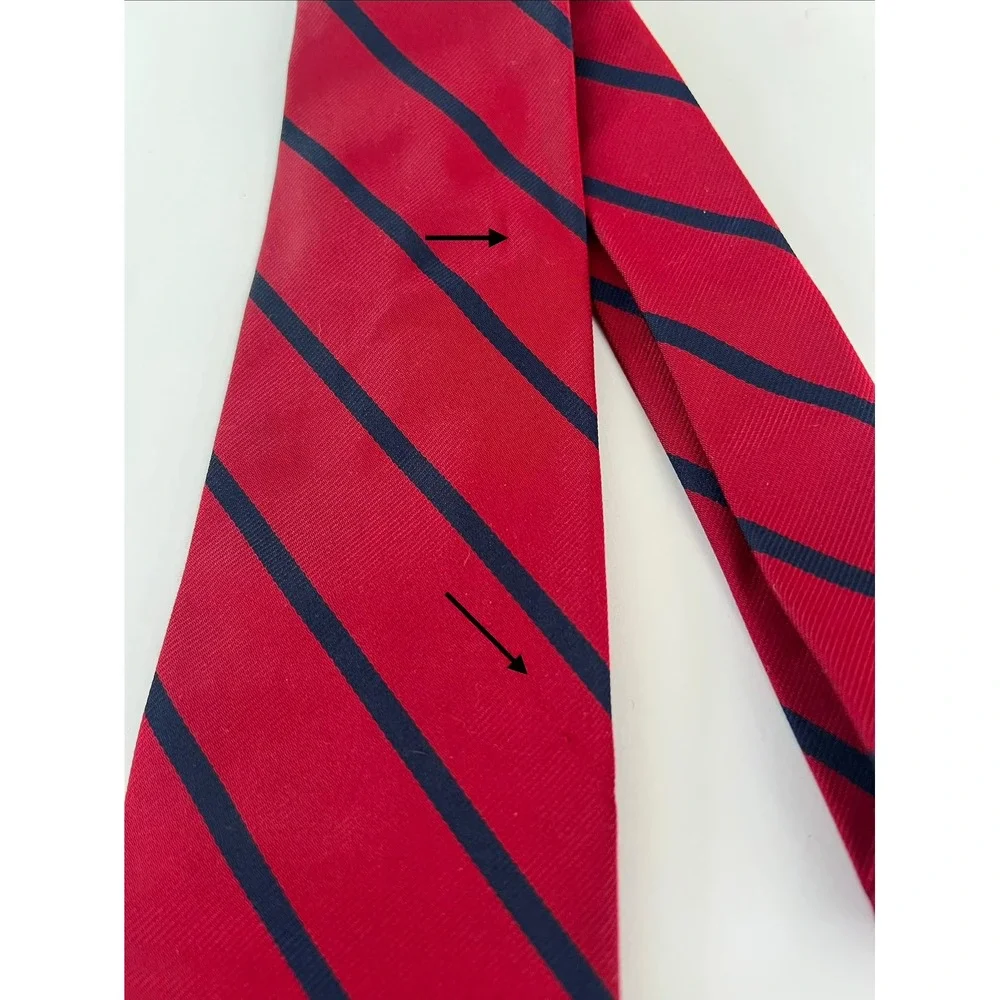 Brooks Brothers Makers Red Navy Blue Striped Silk Repp Tie Mens Classic Formal